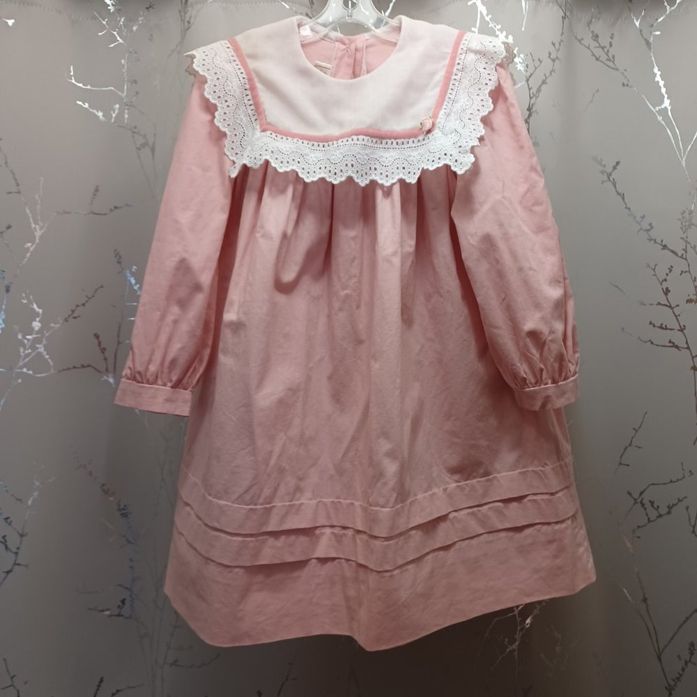 vintage Sarah Kent Girls Dress size 5 sweet pink with white collar